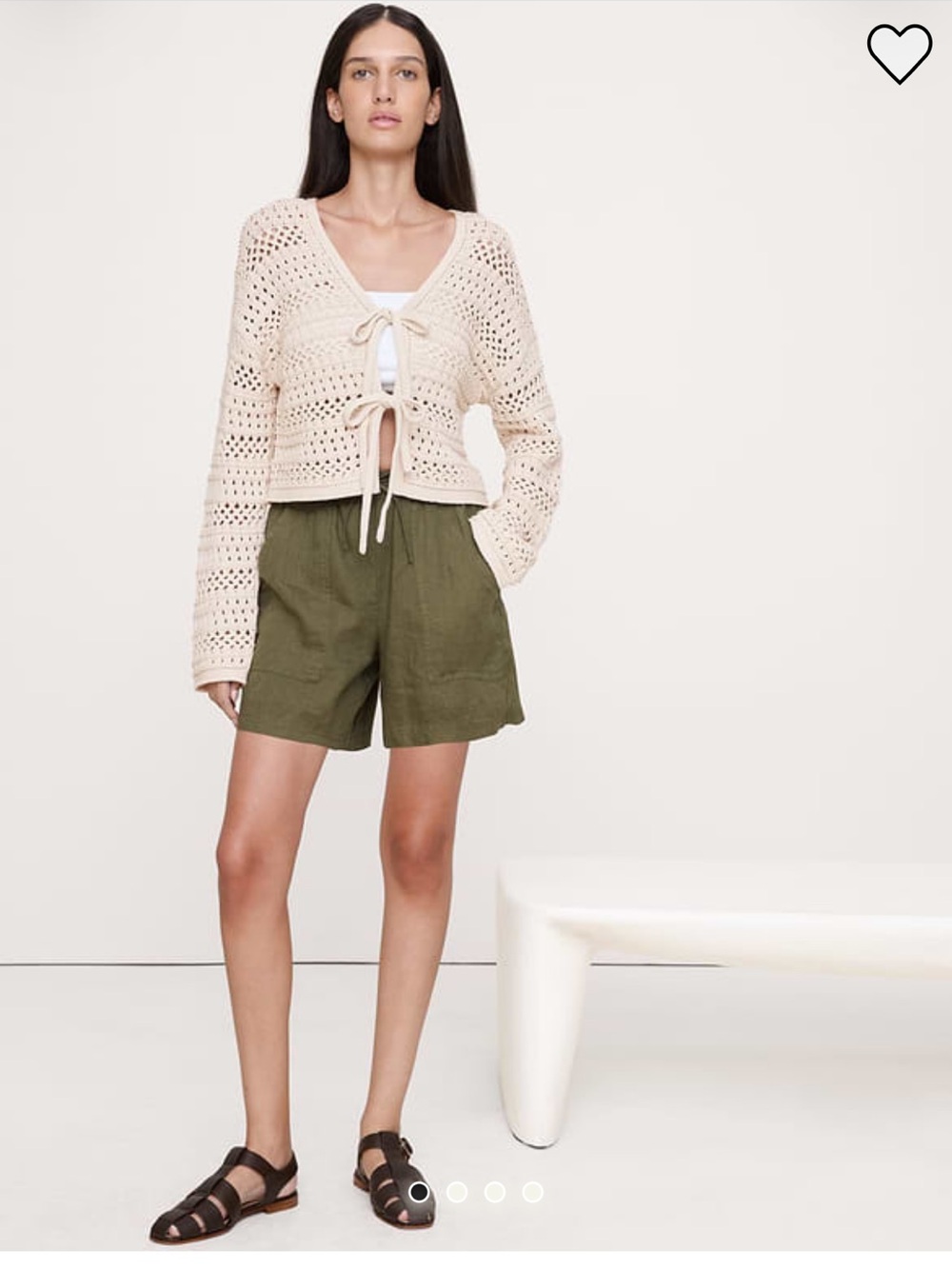 Costal Cotton Crochet Tie-Front Cardi